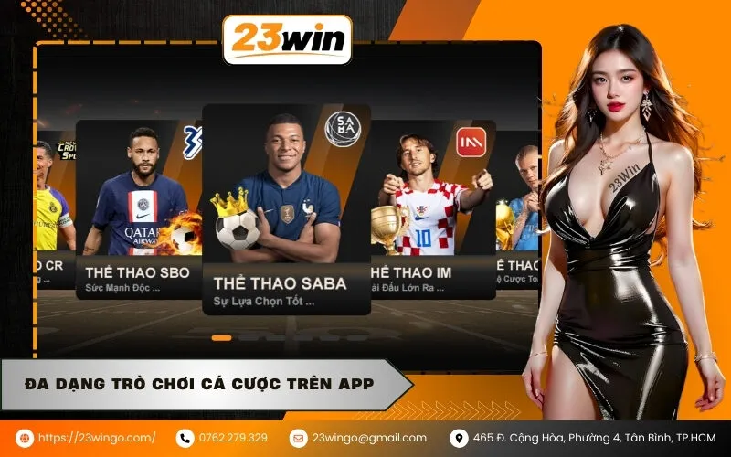 Đa dạng trò chơi cá cược trên app